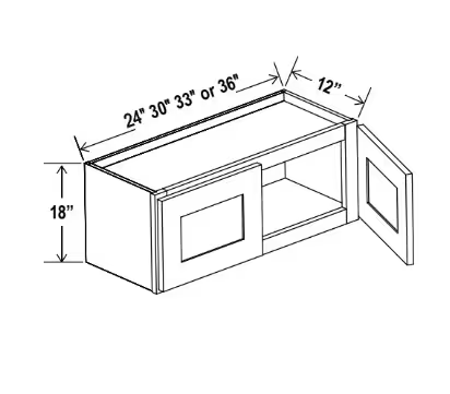 W3018GD - Wall Cabinet - 30"W x 18"H x 12"D - 2D
