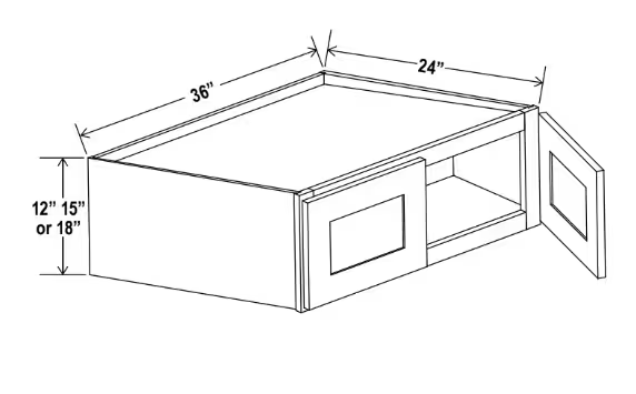 W361824 - Wall Refrigerator Cabinet - 36"W x 18"H x 24"D - 2D