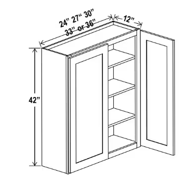 W2442 - Wall Cabinet - 24"W x 42"H x 12"D - 2D -3S