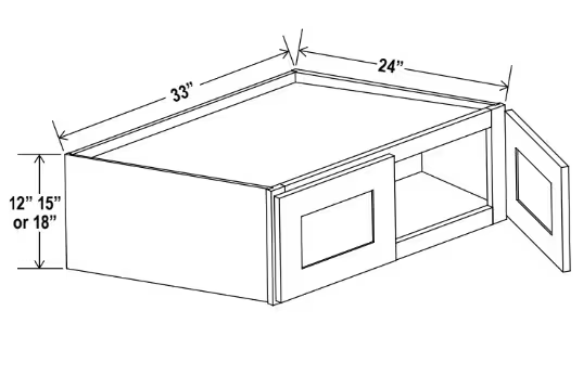 W331224 - Wall Refrigerator Cabinet-33"W x 12"H x 24"D - 2D