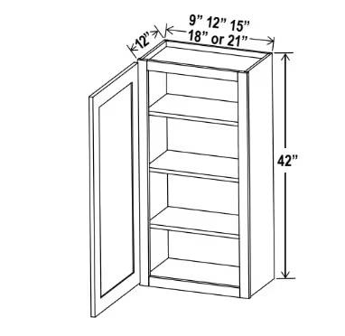 W1842 - Wall Cabinet - 18"W x 42"H x 12"D - 1D -3S