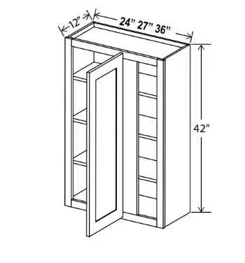 WBC2742 - Wall Blind Corner Cabinet - 27"W x 42"H x 12"D - 1D -3S