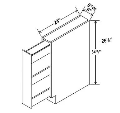 SPB6 - Spice Pull Base Cabinet - 6"W x 34-1/2"H x 24"D