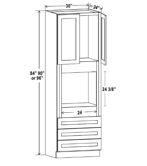 O309624 - Oven Cabinet - 30"W x 96"H X 24"D - 2D, 3DRW, 1S