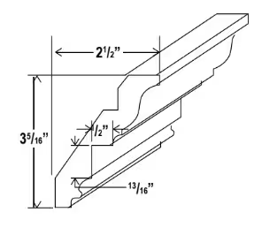 RCM4S (LCM) - Inset Crown Moulding - 96'W x 4 3/16'H x 7/8"D