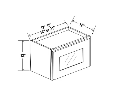 W2112GD - Wall Glass Door Cabinet - 21"W x 12"H x 12"D - 1D