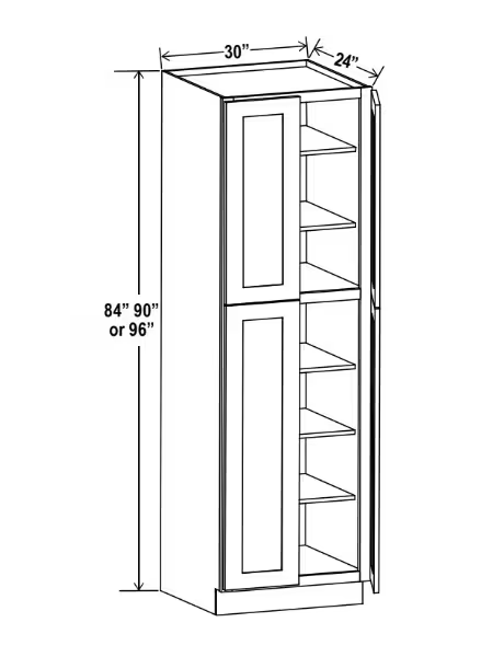 U309024 - Wall Pantry - 30"W x 90"H x 24"D - 4D 5S