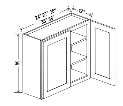 W3030 - Wall Cabinet - 30"W x 30"H x 12"D - 2D -2S
