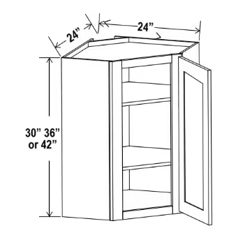 DCW2742 - Wall Diagonal Corner Cabinet -  27"W x 42"H x 12"D - 1D -3S