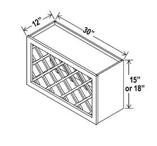 WRC3015 - Wall Wine Rack Cabinet - 30"W x 15"H x 12"D