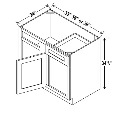 BBC39 - Blind Base Corner Cabinet - 36"W x 34-1/2"H x 24"D -1D 1Drw 1S