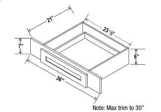 VKD36 - Knee Drawer - 36"W x 7"H x 21"D