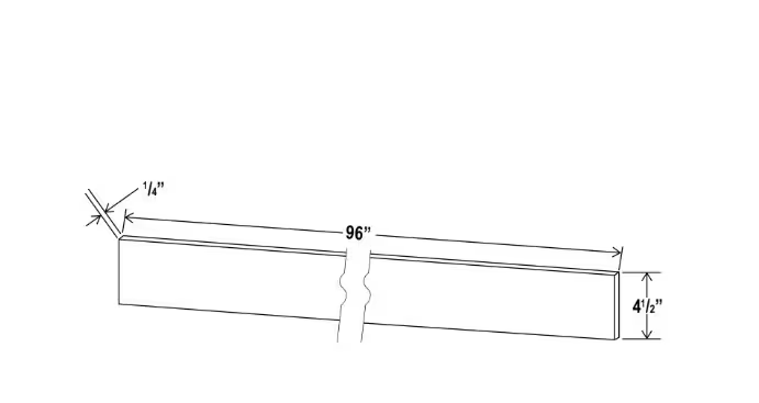 TKC - Toe Kick 8' Plywood - 96"W x 4 1/2"H x 1/8"D