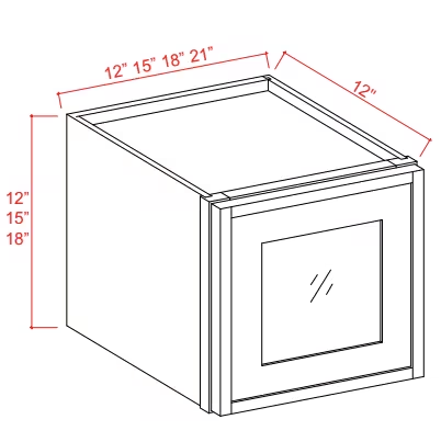 W1518GD - Wall Glass Door Cabinet - 15"W x 18"H x 12"D - 1D