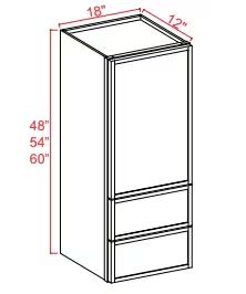 WD1854 - Wall With Drawer Cabinet-18"W x 54"H x 12"D- 1D 2 DRW -2S