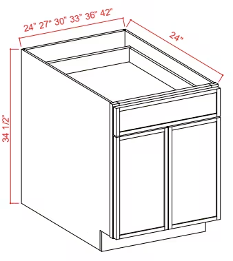 B24 - Base Cabinet - 24"W x 34-1/2"H x 24"D - 2D 1Drw 1S