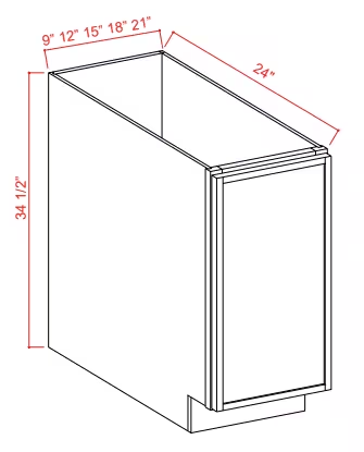 BFH12 - Base Cabinet - Full Height Door-12"W x 34-1/2"H x 24"D - 1D 1S