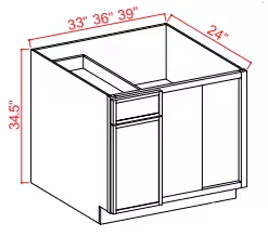 BBC39 - Blind Base Corner Cabinet - 36"W x 34-1/2"H x 24"D -1D 1Drw 1S