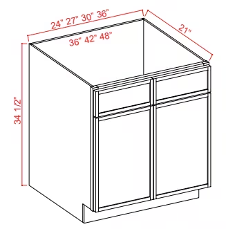 VS30 - Vanity Sink Base Cabinet - 30"W x 34 1/2"H x 21"D