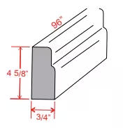 LRM - Light Rail Moulding - 96'W x 1 9/16"H x 2 1/4"D