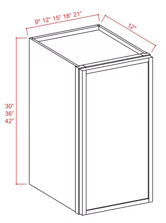 W1242 - Wall Cabinet - 12"W x 42"H x 12"D - 1D- 3S
