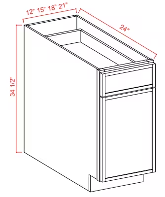 B21 - Base Cabinet - 21"W x 34-1/2"H x 24"D - 1D 1Drw 1S