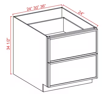 2DB36 - 2-Drawer Base Cabinet - 36"W x 34-1/2"H x 24"D - 2DRW