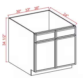 SB30 - Sink Base - 30"W x 34-1/2"H x 24"D - 2 False Drawers
