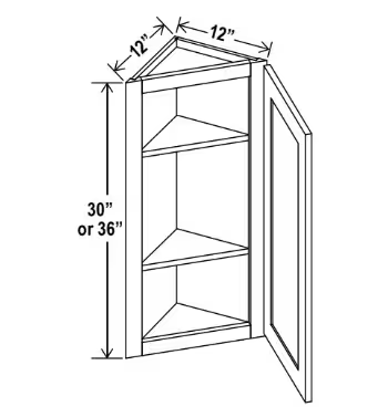 AW1236 - Angle Wall Cabinet - 12"W x 36"H x 12"D - 1D -2S