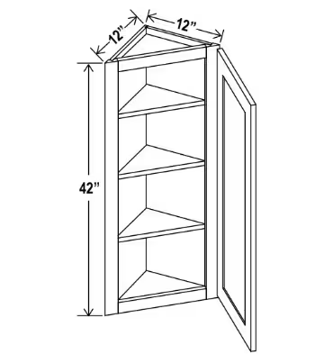 AW1242 - Angle Wall Cabinet - 12"W x 42"H x 12"D - 1D -3S