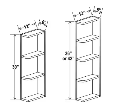 OE642 - Wall End Shelf - 6"W x 42"H x 12"D - 4S