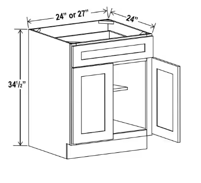B27 - Base Cabinet - 27"W x 34-1/2"H x 24"D - 2D, 1Drw, 1S