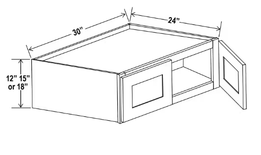 W301524 - Wall Refrigerator Cabinet - 30"W x 15"H x 24"D - 2D
